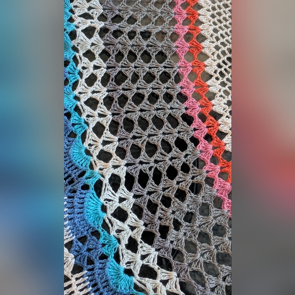 Colorful Crochet Tablecloth. 45" Round. - Picture 5 of 5